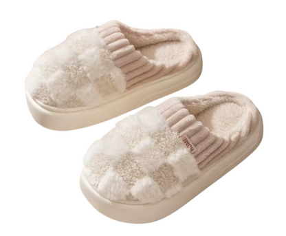 Plush Check Slippers