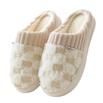 Plush Check Slippers